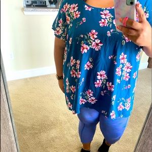 Torrid blue floral shirt